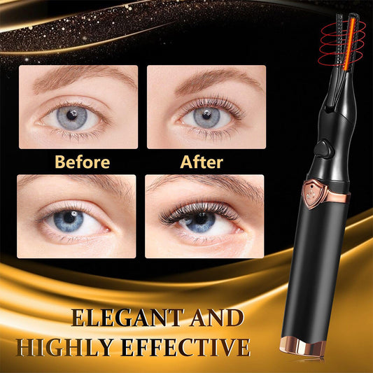 Autera CurlPro electric eyelash curler showcases before and after results for beautiful, natural curls.