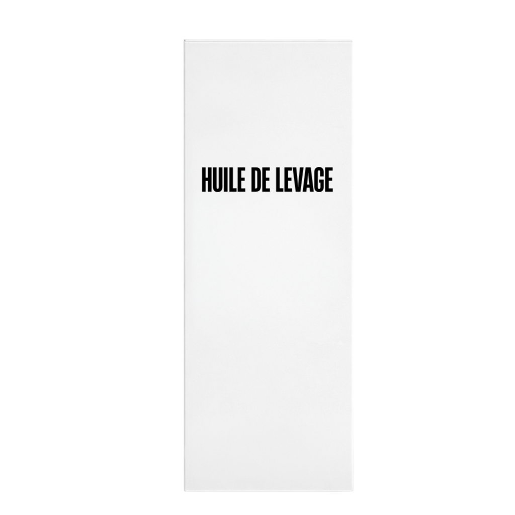 Flacon d'Huile de levage sur fond blanc, mettant en avant son étiquette élégante.