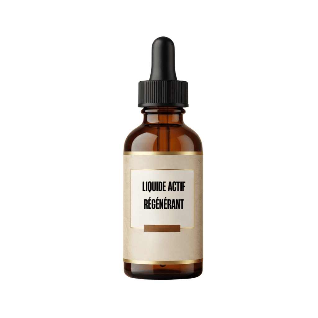 Flacon de Liquide Actif Régénérant pour une routine beauté efficace et éclatante.