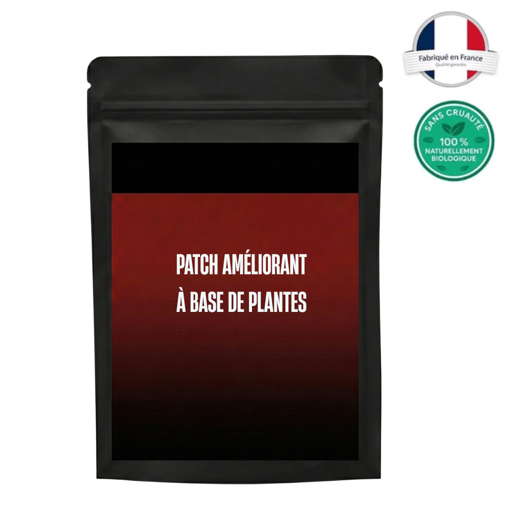 Patch améliorant à base de plantes présenté dans un emballage soigné, fabriqué en France.