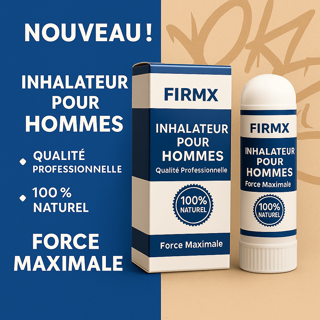 Inhalateur nasal FirmX pour hommes, 100% naturel, qualité professionnelle, force maximale, emballage moderne.