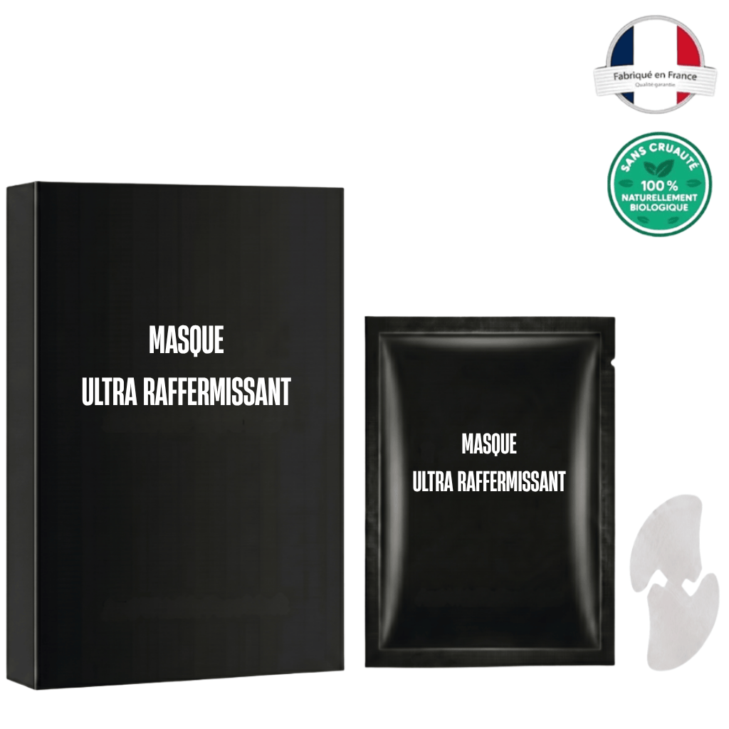 Emballage du Masque ultra raffermissant, un soin visage raffiné pour une peau plus lisse et éclatante.