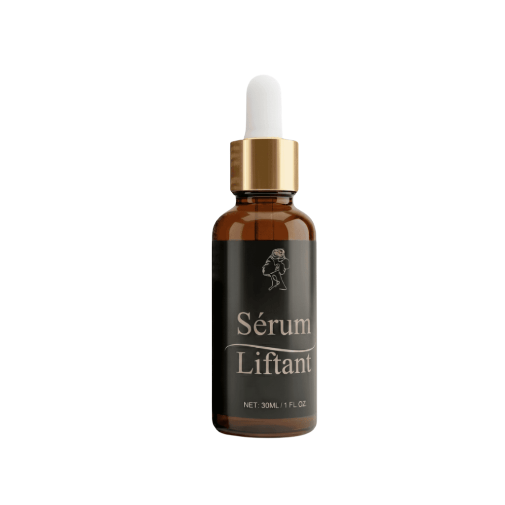 Flacon de Sérum Liftant en verre marron avec pipette, 30ML, pour un lifting de la peau.
