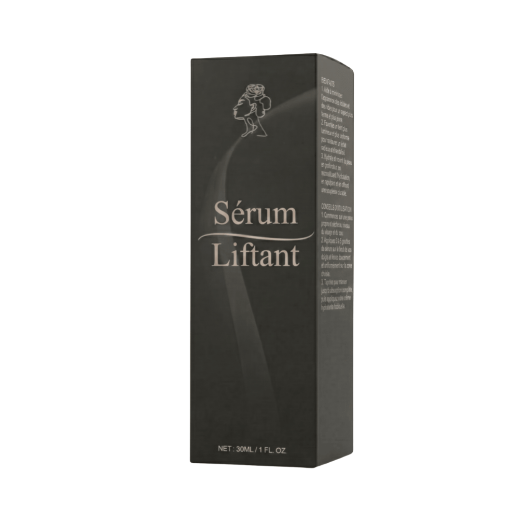 Packaging of Sérum Liftant designed to enhance skin firmness and revitalization with a luxurious texture.