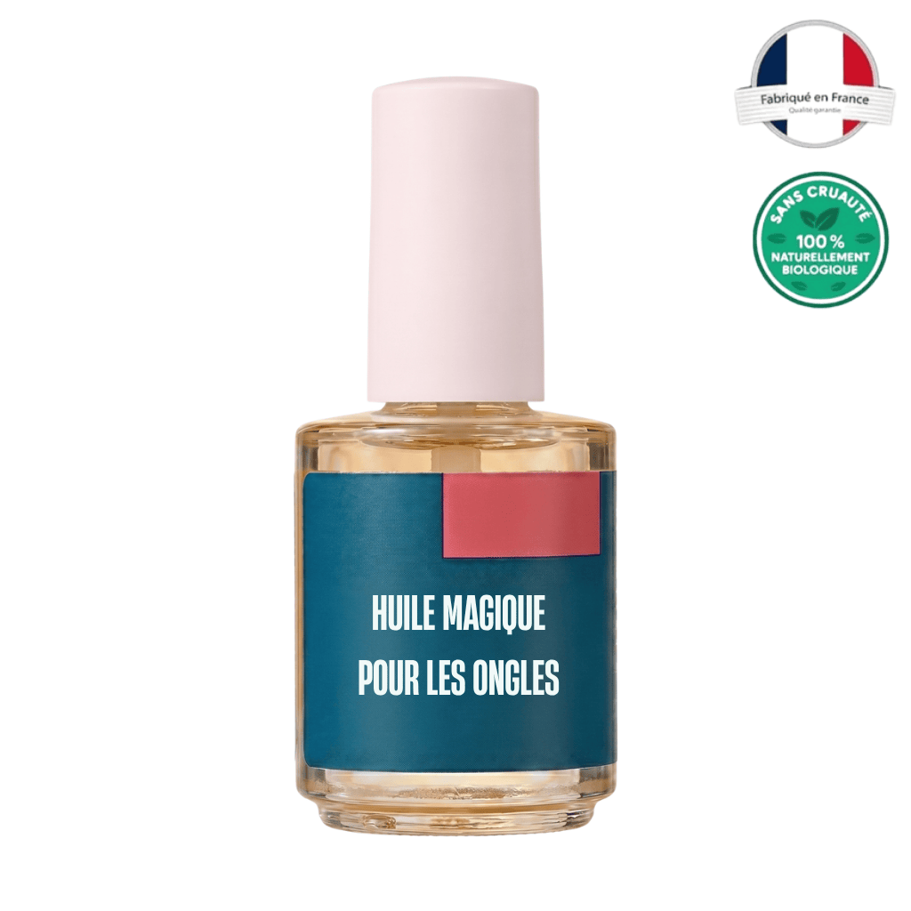Huile magique pour les ongles - flacon contenant un soin pour hydrater les ongles et cuticules.