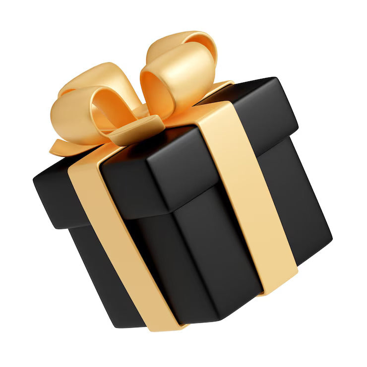 🎁 Cadeau Gratuit 🎁 - Boîte-cadeau noire avec un ruban doré, parfaite pour les surprises exclusives.
