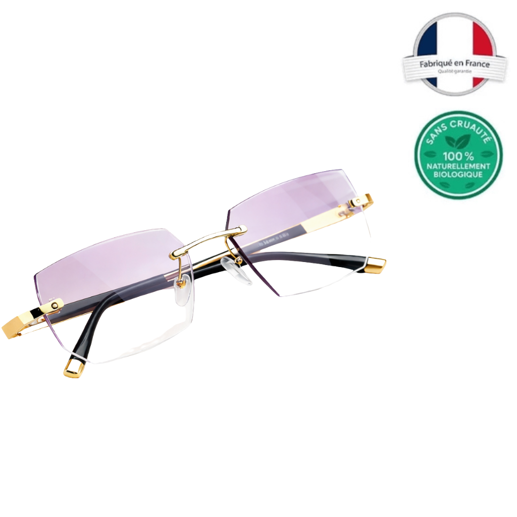 Lunettes Ultra-Restaurantes élégantes avec monture moderne et verres teintés, fabriquées en France.