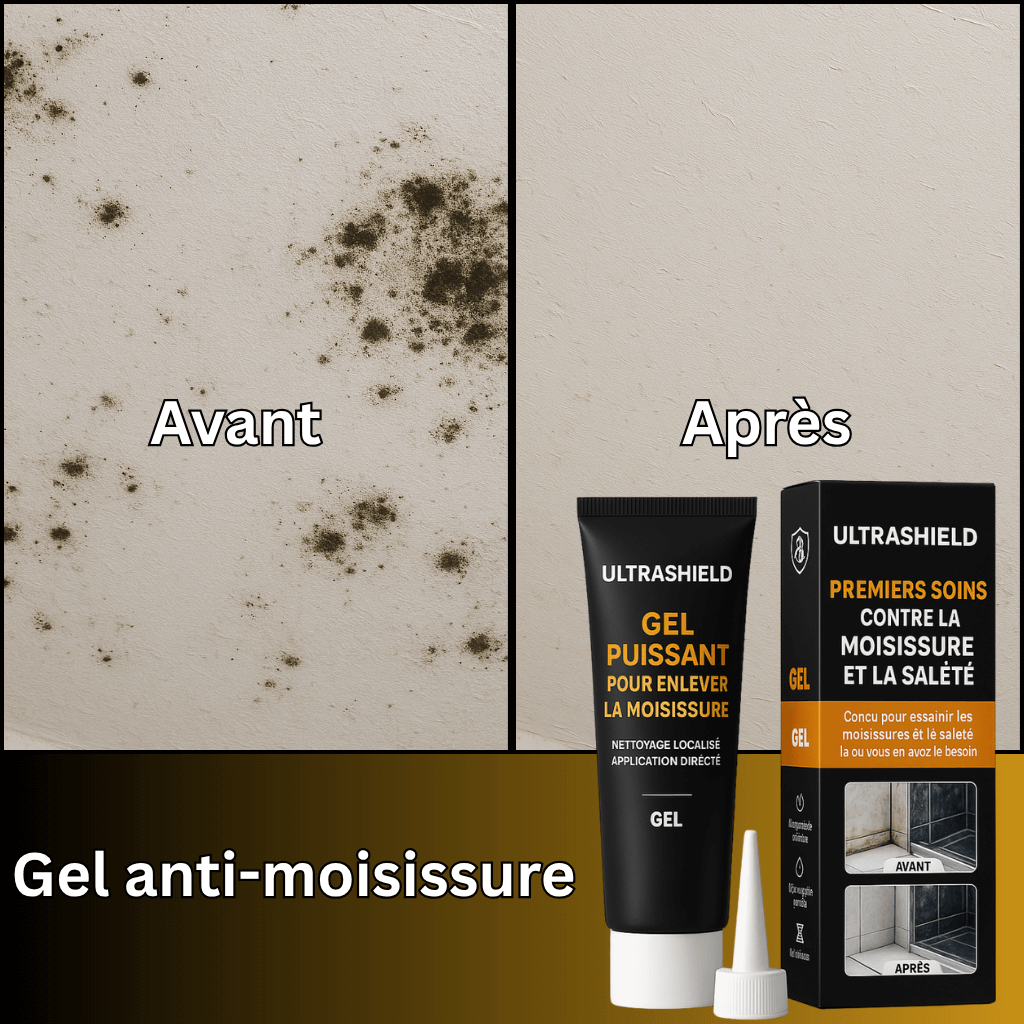 Avant et après traitement avec Autera Gel Protecteur pour surfaces anti-moisissure et taches.