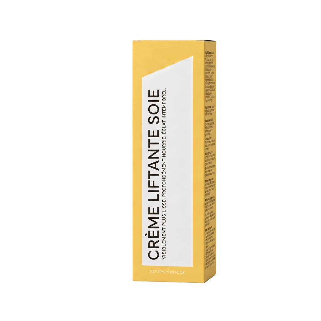 Boîte de Crème Liftante Soie, crème de beauté à effet liftant pour une peau plus ferme et lisse.