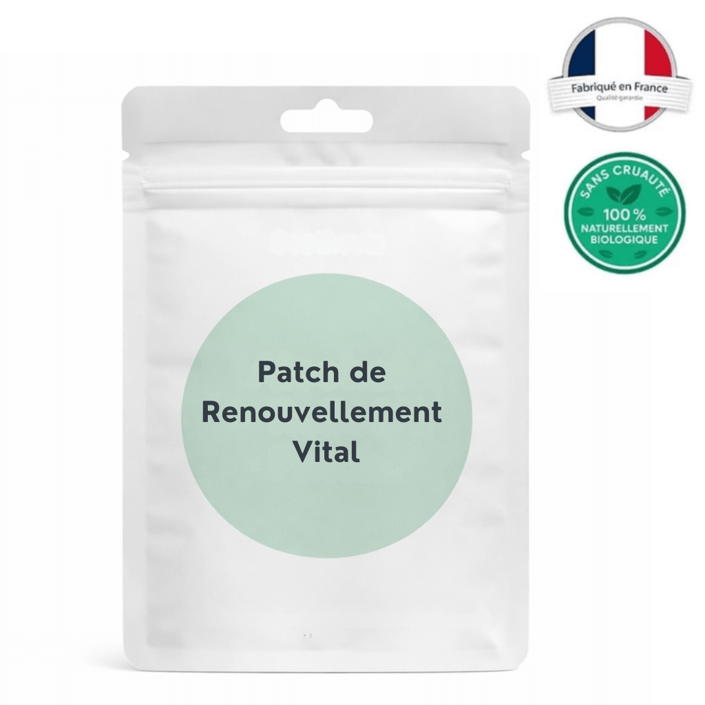 Patch de Renouvellement Vital, sachet de beauté fabriqué en France, 100% naturellement biologique.