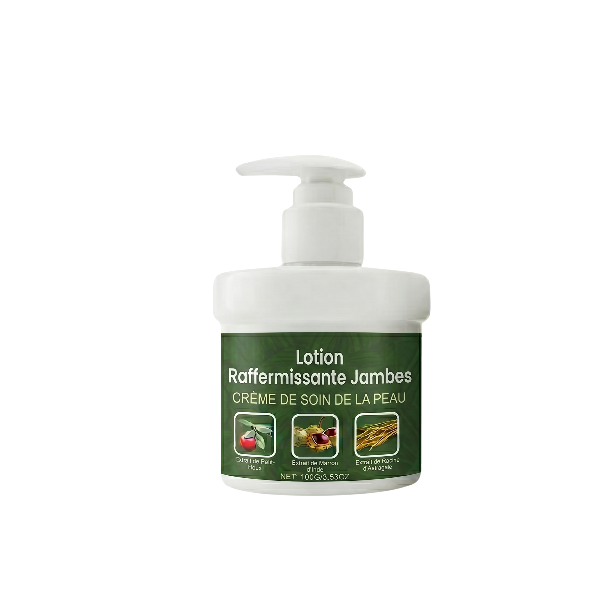 Lotion Raffermissante Jambes dans un flacon avec pompe pour peau lisse et ferme.
