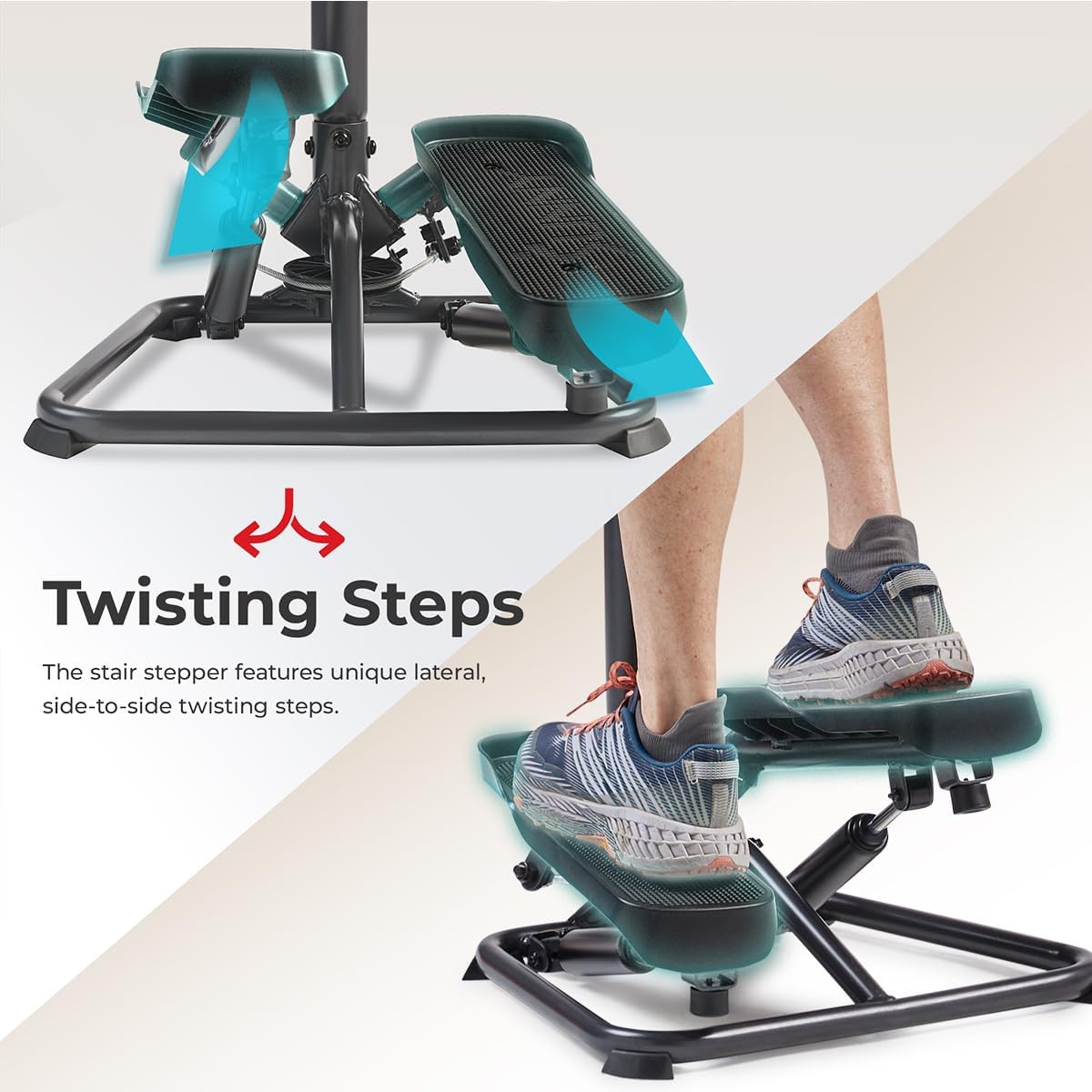 Autera StepCore™ mini stepper showcasing twisting steps for enhanced cardio workouts and toning.