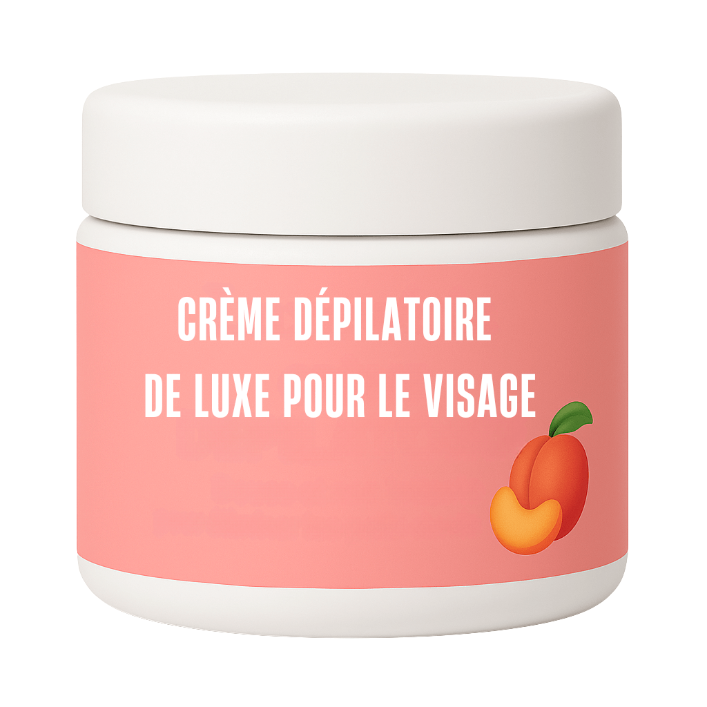 Crème dépilatoire de luxe pour le visage dans un pot élégant avec un design moderne et doux.