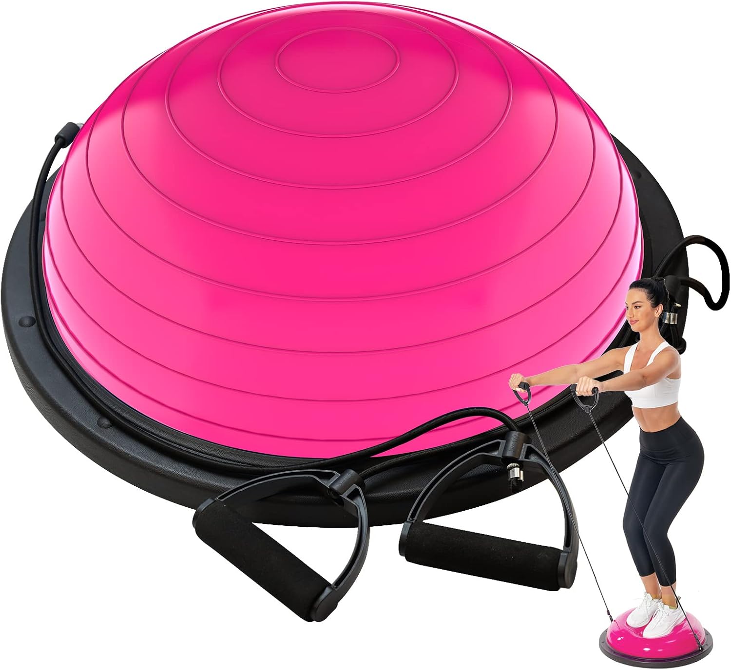 Image of a pink Autera PosturaEase™ balance trainer with resistance bands, ideal for effective workouts at home.