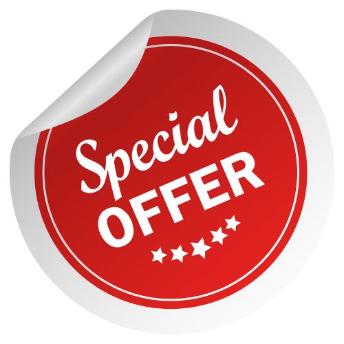 Offre Spéciale Pack Réassort - Étiquette ronde rouge avec mention Special Offer.