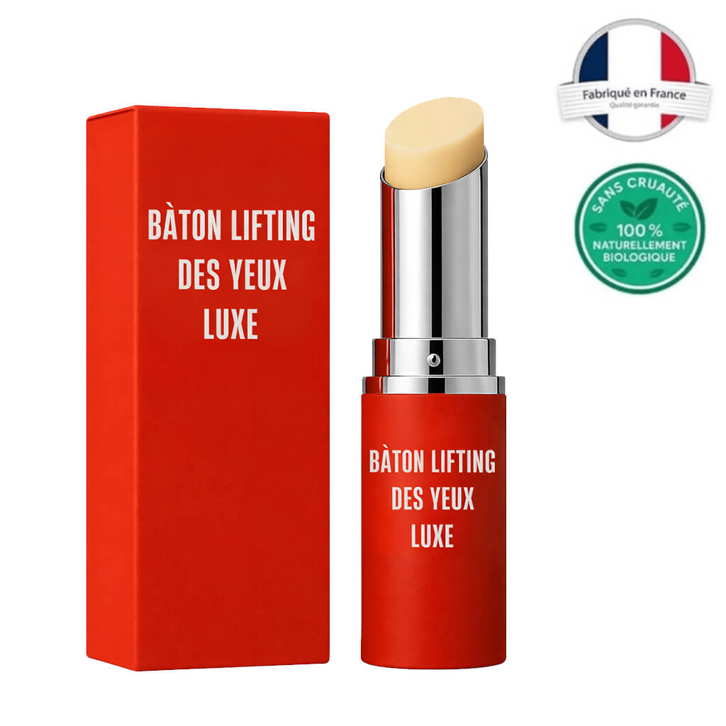 Bâton Lifting des Yeux Luxe dans un tube rouge, conçu pour un éclat naturel et une peau plus lisse.
