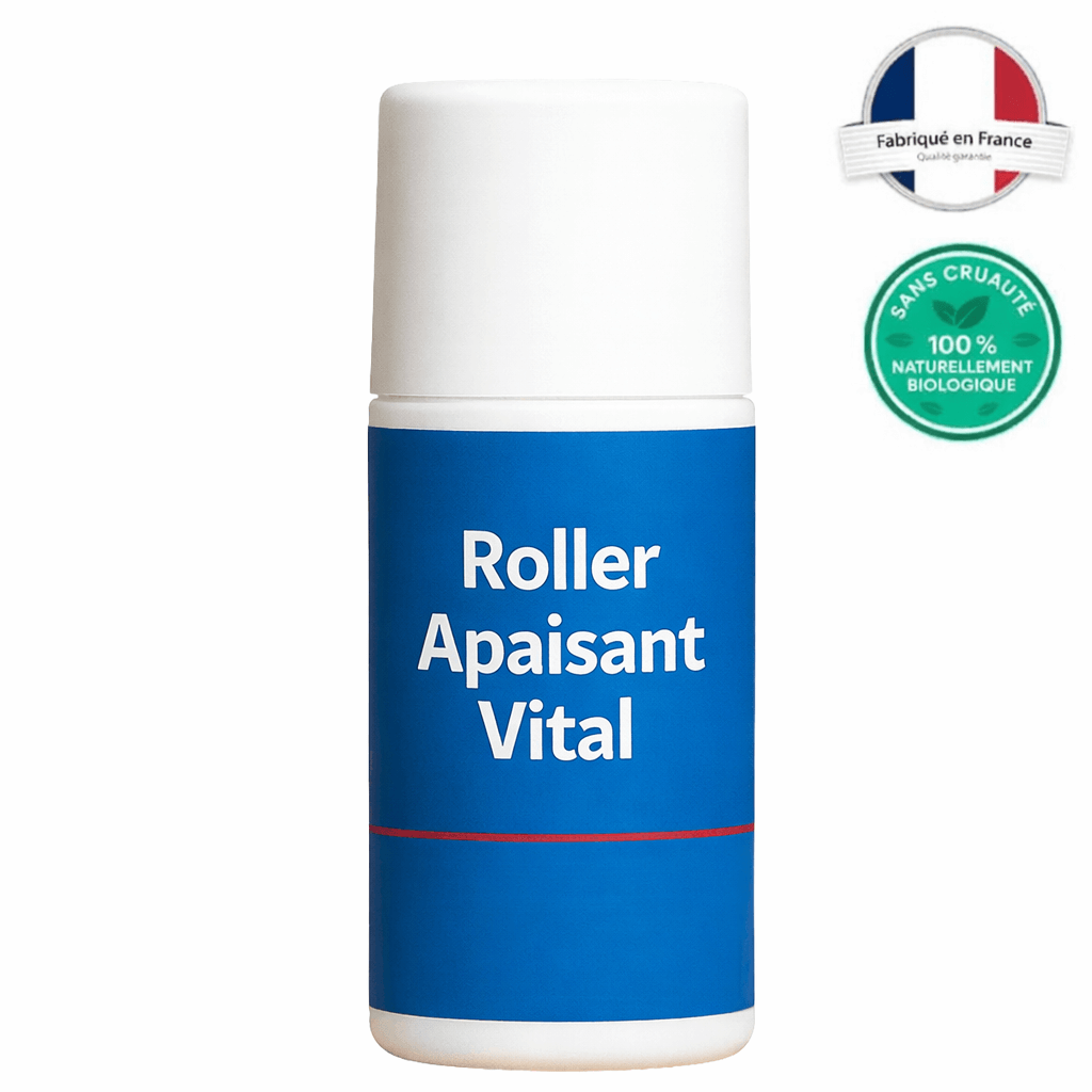 Roller Apaisant Vital roll-on soin beauté au design élégant, fabriqué en France, 100% naturel.